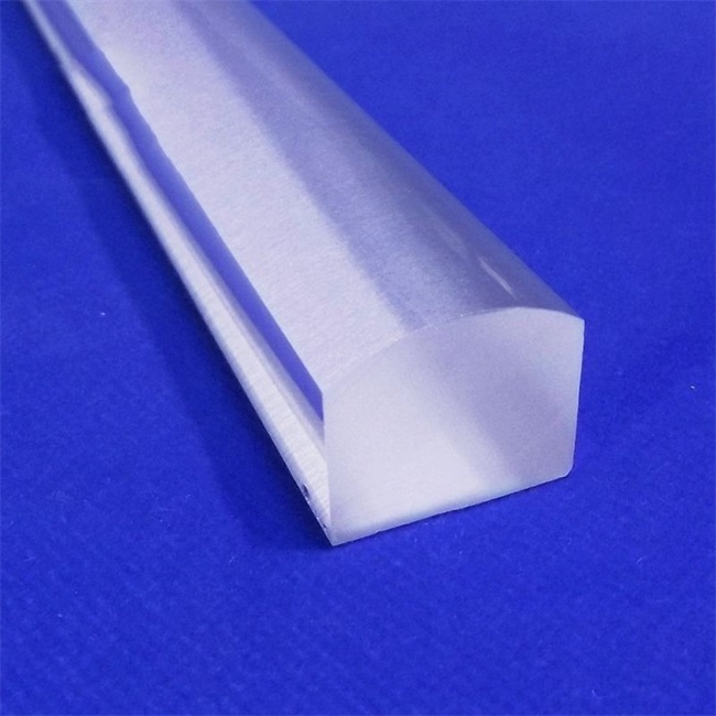 Asta di vetro al quarzo dal contorno semicircolare trasparente