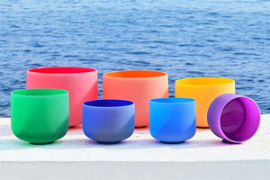 Chakra-Kristall-Klangschale, Quarz-Tiegel, 15,2–55,9 cm