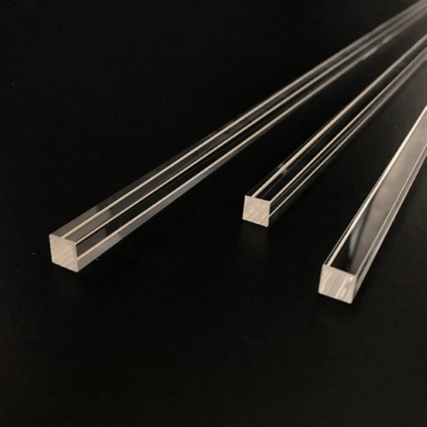 Tige de quartz optique carr&eacute;e polie