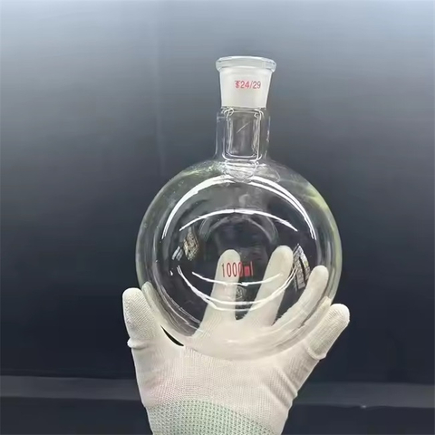 Frasco de botella de cuarzo de fondo redondo transparente de laboratorio 100 ml