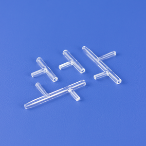 Tubo de quartzo transparente em forma de T