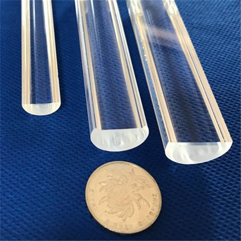 Hastes de vidro de quartzo transparentes de meio cilindro