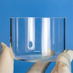 Cadinho de quartzo cil&iacute;ndrico transparente