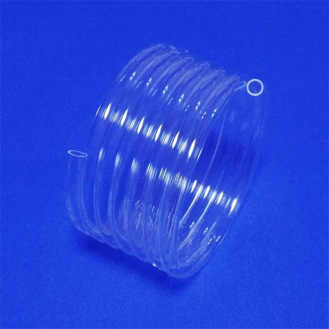 Tubo de vidrio de cuarzo en espiral transparente